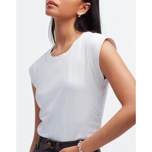 NWT Madewell Sz S Sutro Structured Muscle Tank White Cotton Tencel Elevated